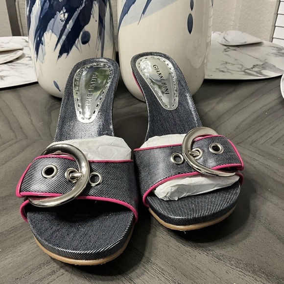 Gianni Bini Plaid & Pink Open Toe Heels Size 7 1/2 M US New - Picture 3 of 5